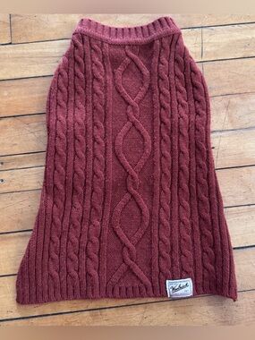 Woolrich Small burnt orange Blue Cable Knit dog Sweater pet